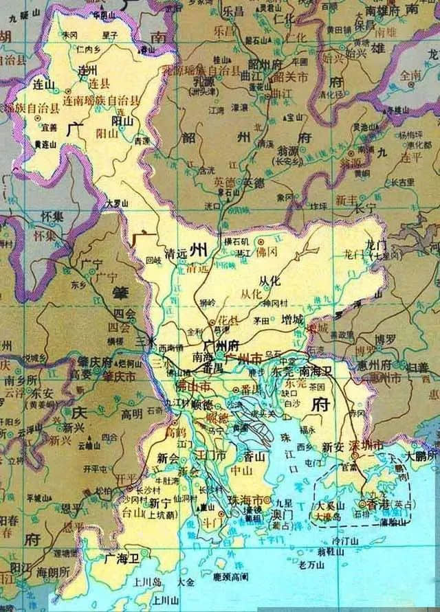 广州府自明清设立以来,经济发达,商贸繁荣,文教鼎盛,一直处于广东省的