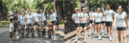 跑者们在沙面漫步,领略别样的广州风情